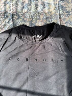 YoungLA Black Short Sleeve fitted Crewneck Logo Tee